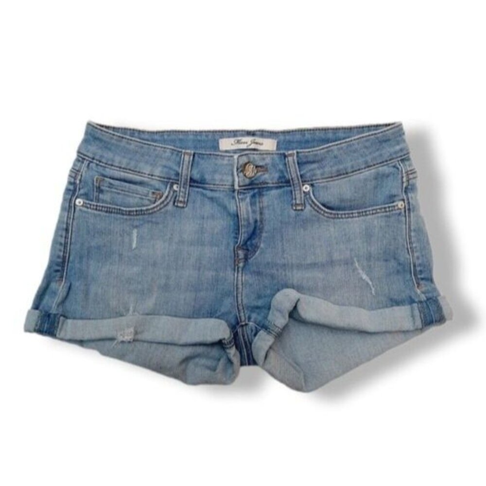 MAVI Ella Mid Rise Ripped Cuff Jean Shorts Sz 25